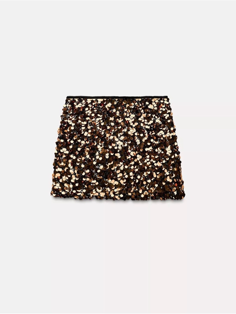 Zara Brown and Gold Sequin Mini Skirt